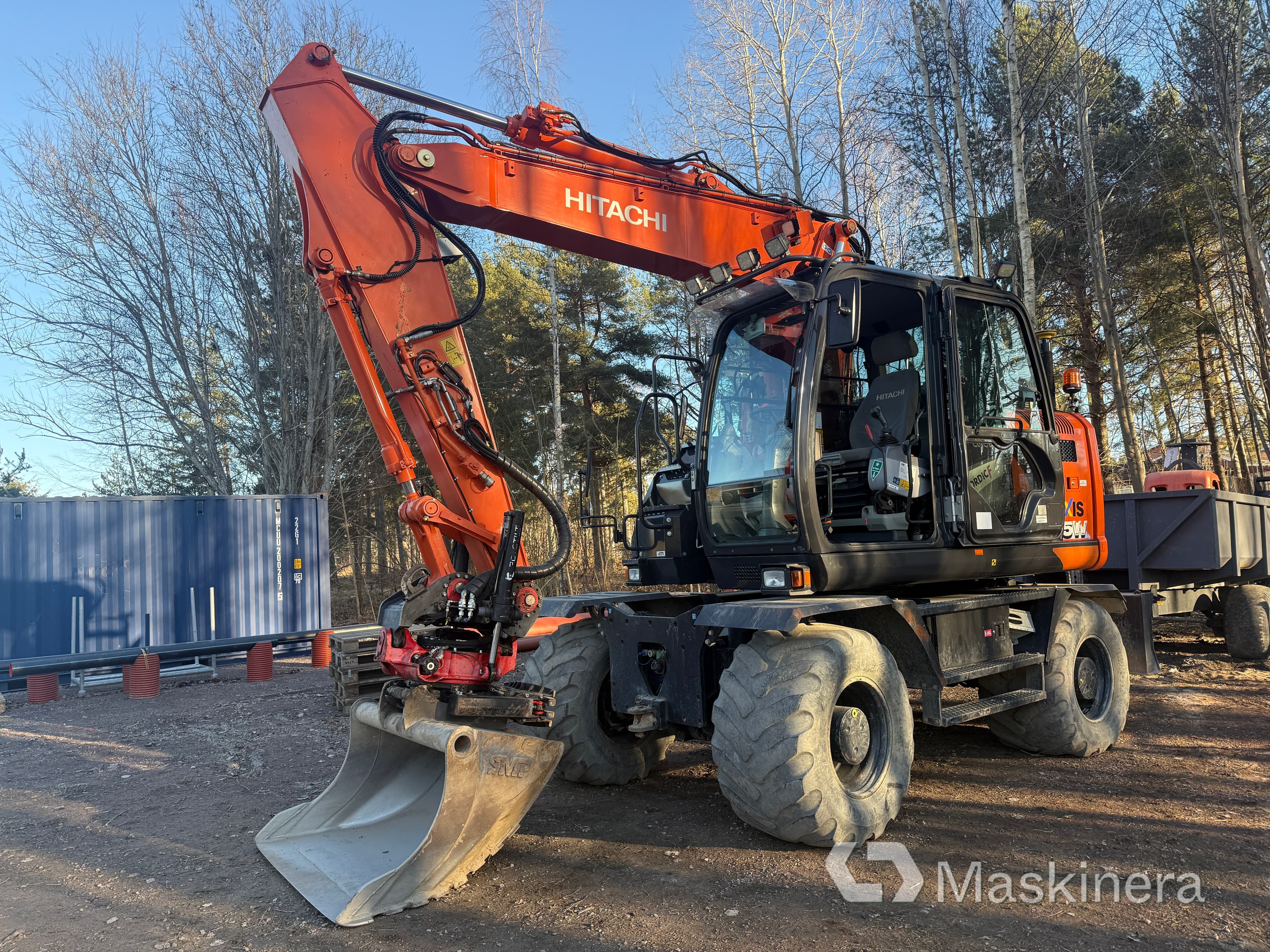 Hjulgrävare Hitachi ZX145W-6 med tillbehör